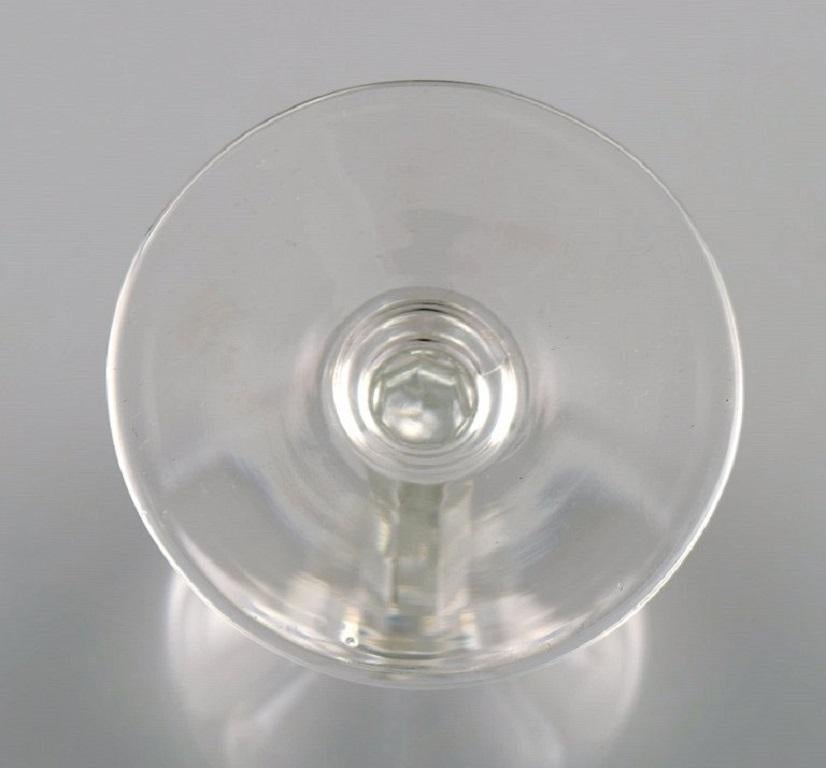 Art Glass Baccarat, France, Five Art Deco Wine Glasses in Clear Crystal Glass