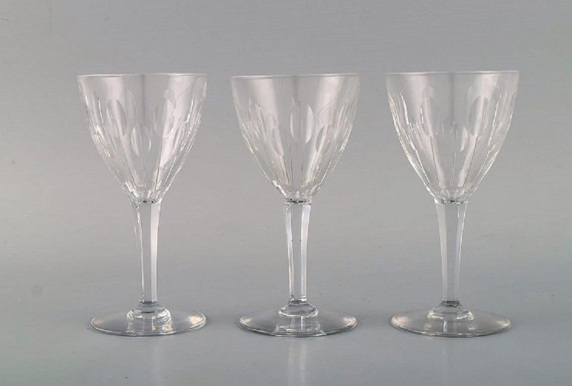 French Baccarat, France, Five White Wine Glasses in Clear Mouth-Blown Crystal Glass For Sale