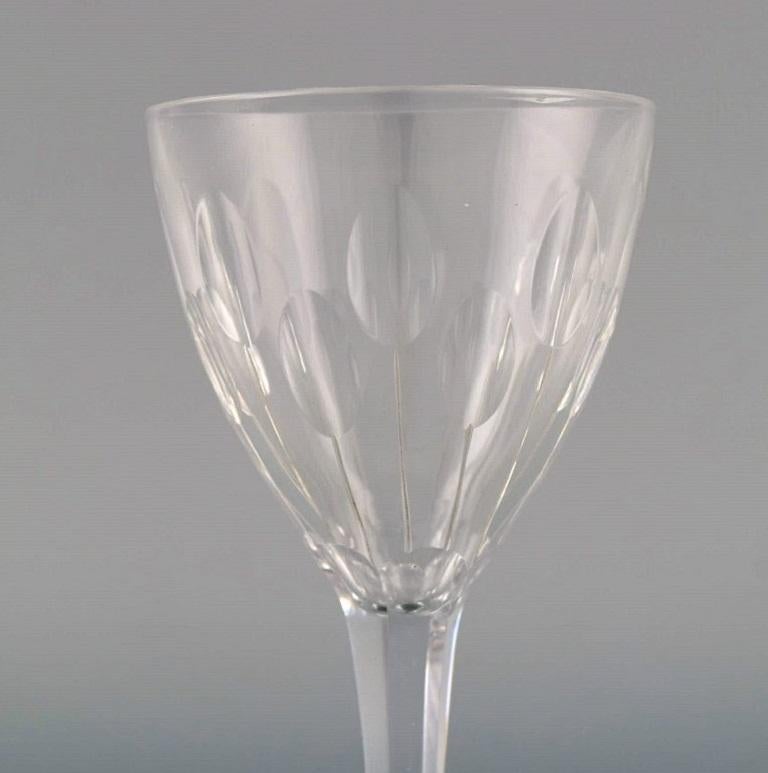 20th Century Baccarat, France, Five White Wine Glasses in Clear Mouth-Blown Crystal Glass For Sale