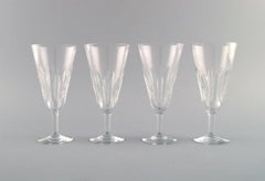 Baccarat, France, Four Art Deco Champagne Flutes in Clear Crystal Glass