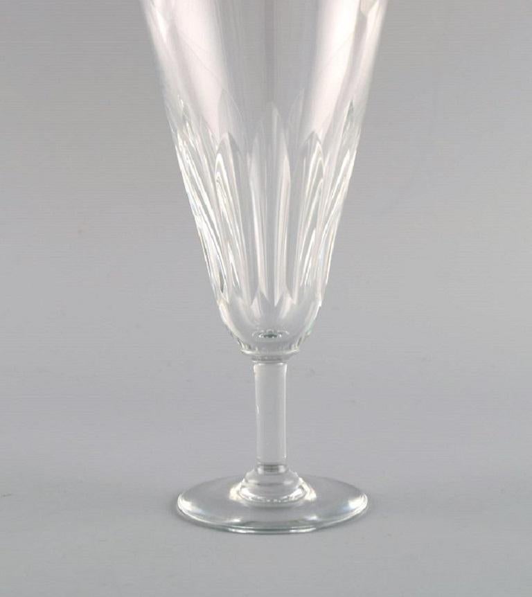 Mid-20th Century Baccarat, France, Four Art Deco Champagne Flutes in Clear Crystal Glass For Sale