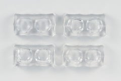 Baccarat, France, Four Art Deco Double Salt Cellars, Faceted Crystal Glass