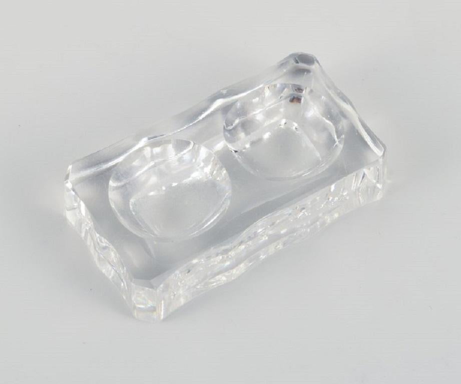 French Baccarat, France, Four Art Deco Double Salt Cellars, Faceted Crystal Glass For Sale