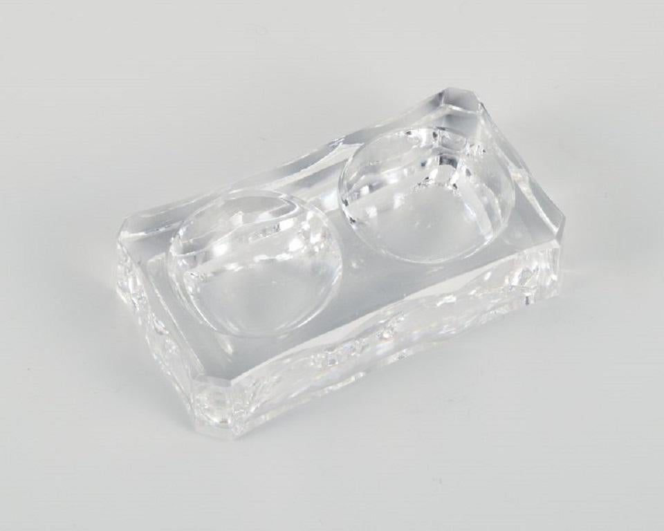 Mid-20th Century Baccarat, France, Four Art Deco Double Salt Cellars, Faceted Crystal Glass For Sale