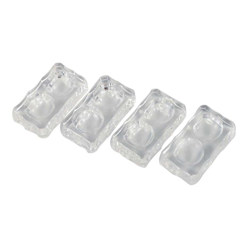 Baccarat, France, Four Art Deco Double Salt Cellars, Faceted Crystal Glass