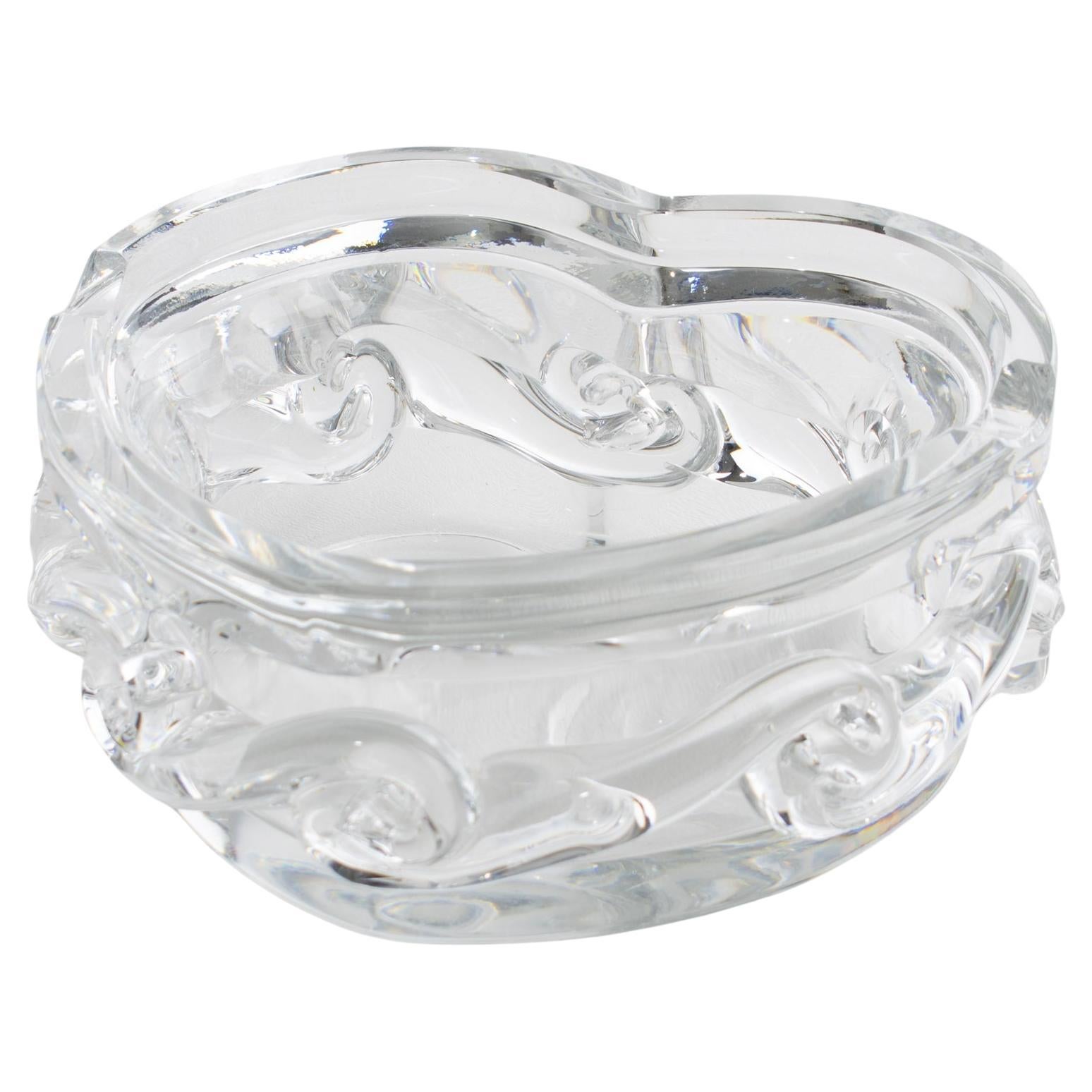 Baccarat France Heart-Shaped Crystal Cigar Ashtray Bowl Vide-Poche Dish