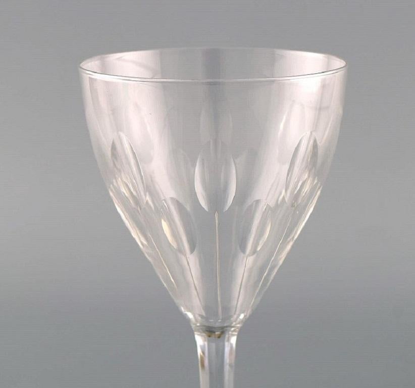 French Baccarat, France, Nine Red Wine Glasses in Clear Mouth Blown Crystal Glass For Sale