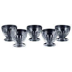 Baccarat, France, set of five "Charmes" Art Deco white wine glasses.