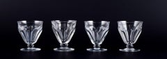 Baccarat, France. Set of four Art Deco white wine glasses in crystal glass.