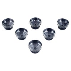Baccarat, France, set of six "Charmes" Art Deco champagne coupes.