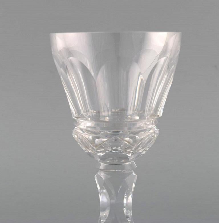 French Baccarat, France, Seven Art Deco White Wine Glasses in Crystal Glass For Sale