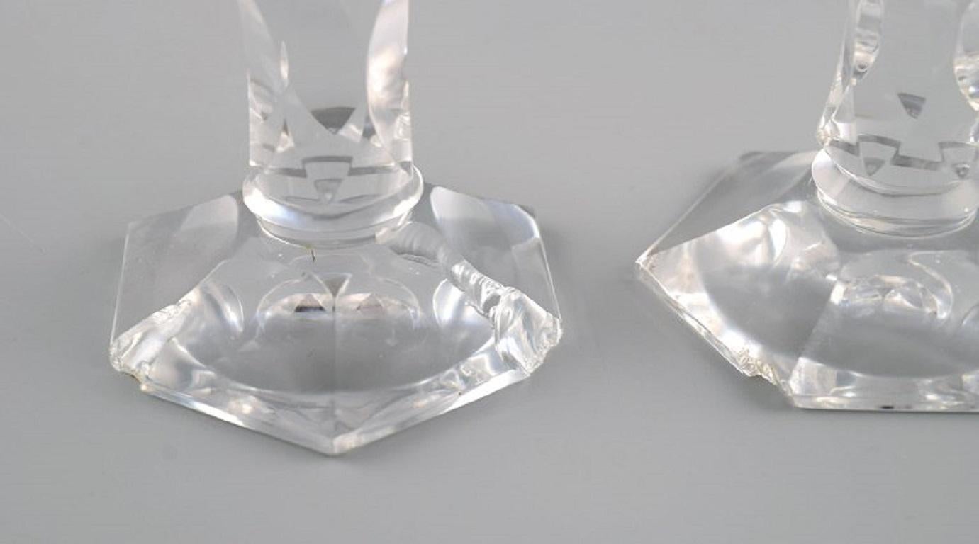 Art Glass Baccarat, France, Seven Art Deco White Wine Glasses in Crystal Glass For Sale