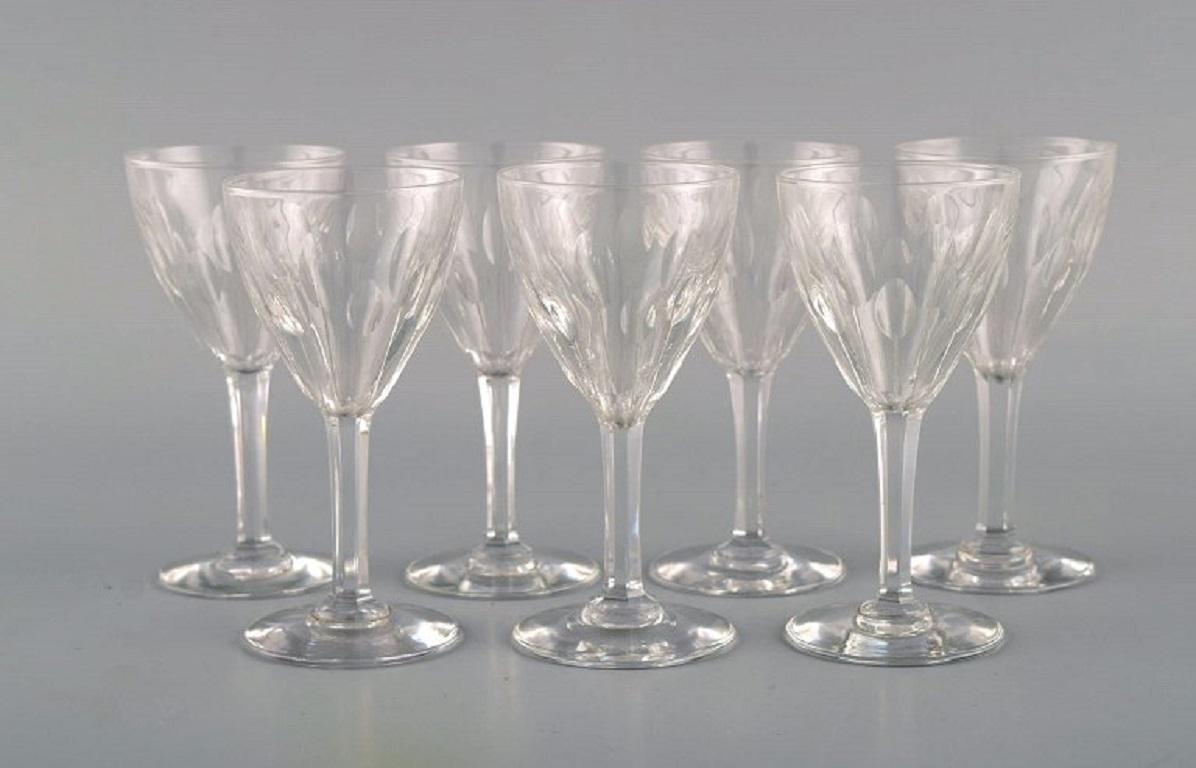 French Baccarat, France, Seven Tallyrand Glasses in Clear Mouth-Blown Crystal Glass For Sale