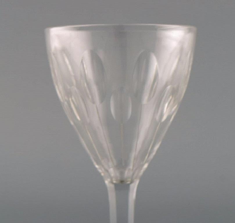 French Baccarat, France, Seven White Wine Glasses in Clear Mouth-Blown Crystal Glass For Sale