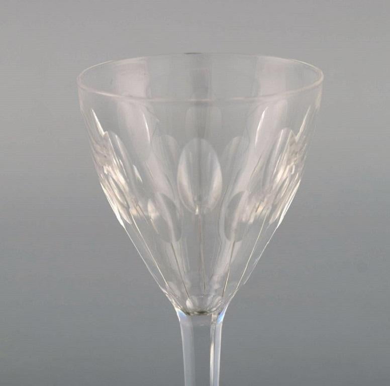 20th Century Baccarat, France, Seven White Wine Glasses in Clear Mouth-Blown Crystal Glass For Sale