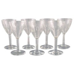 Baccarat, France, Seven White Wine Glasses in Clear Mouth-Blown Crystal Glass