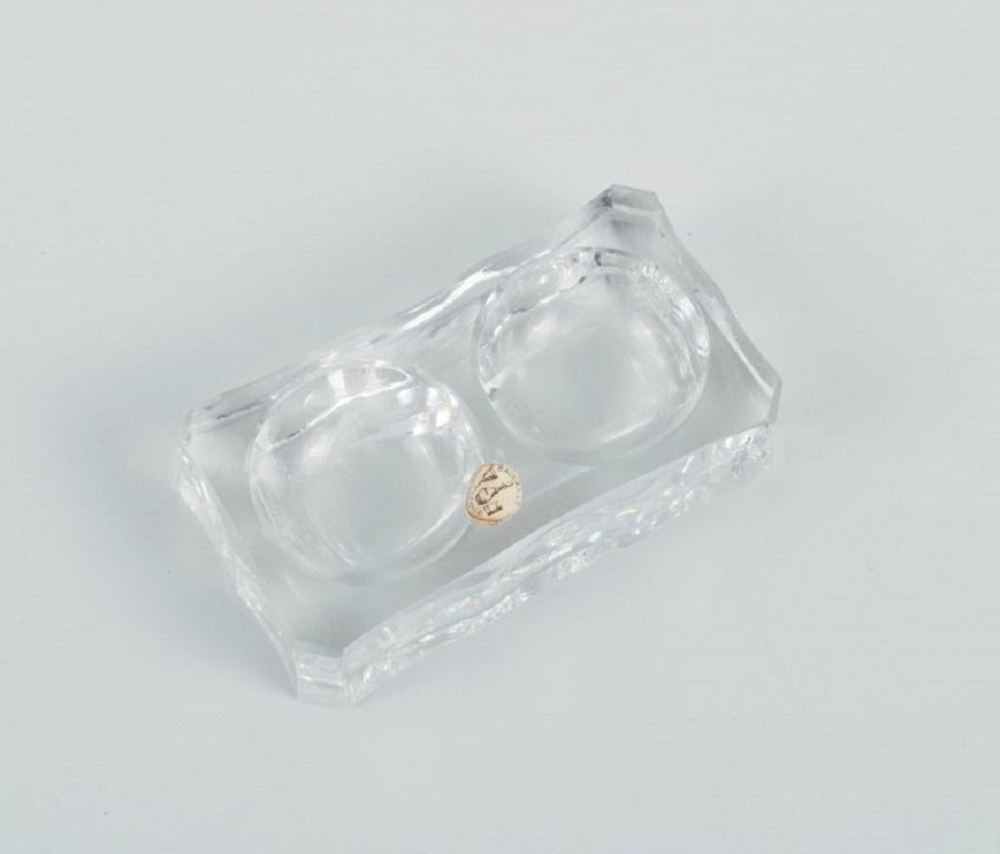 Baccarat, France, Six Art Deco Double Salt Cellars, Faceted Crystal Glass In Excellent Condition In Copenhagen, DK