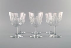Baccarat, France, Six Art Deco Red Wine Glasses in Clear Crystal Glass