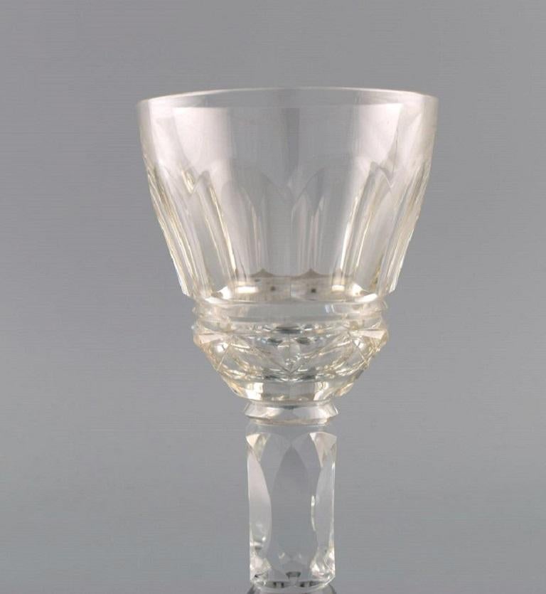 Mid-20th Century Baccarat, France, Six Art Deco Red Wine Glasses in Clear Crystal Glass