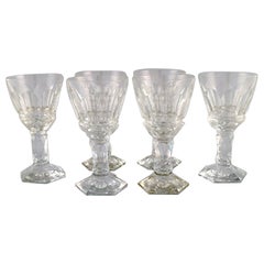 Baccarat, France, Six Art Deco Red Wine Glasses in Clear Crystal Glass
