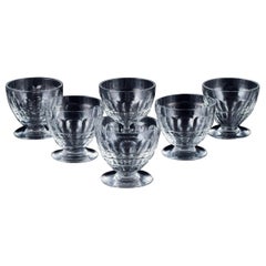 Baccarat, France, six "Charmes" Art Deco white wine glasses in crystal glass Baccarat, France, six "Charmes" Art Deco white wine glasses in crystal glass