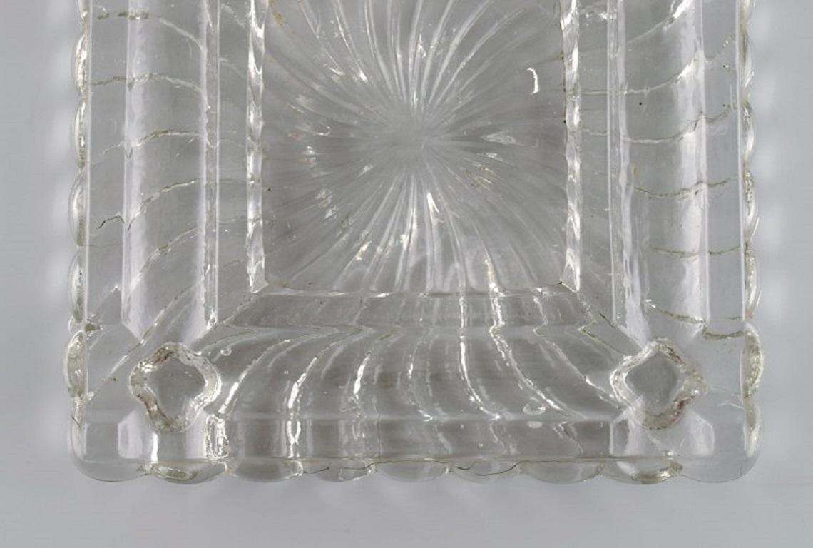 Mid-20th Century Baccarat, France, Square Art Deco Bowl / Dish in Clear Art Glass, 1930s / 40s For Sale