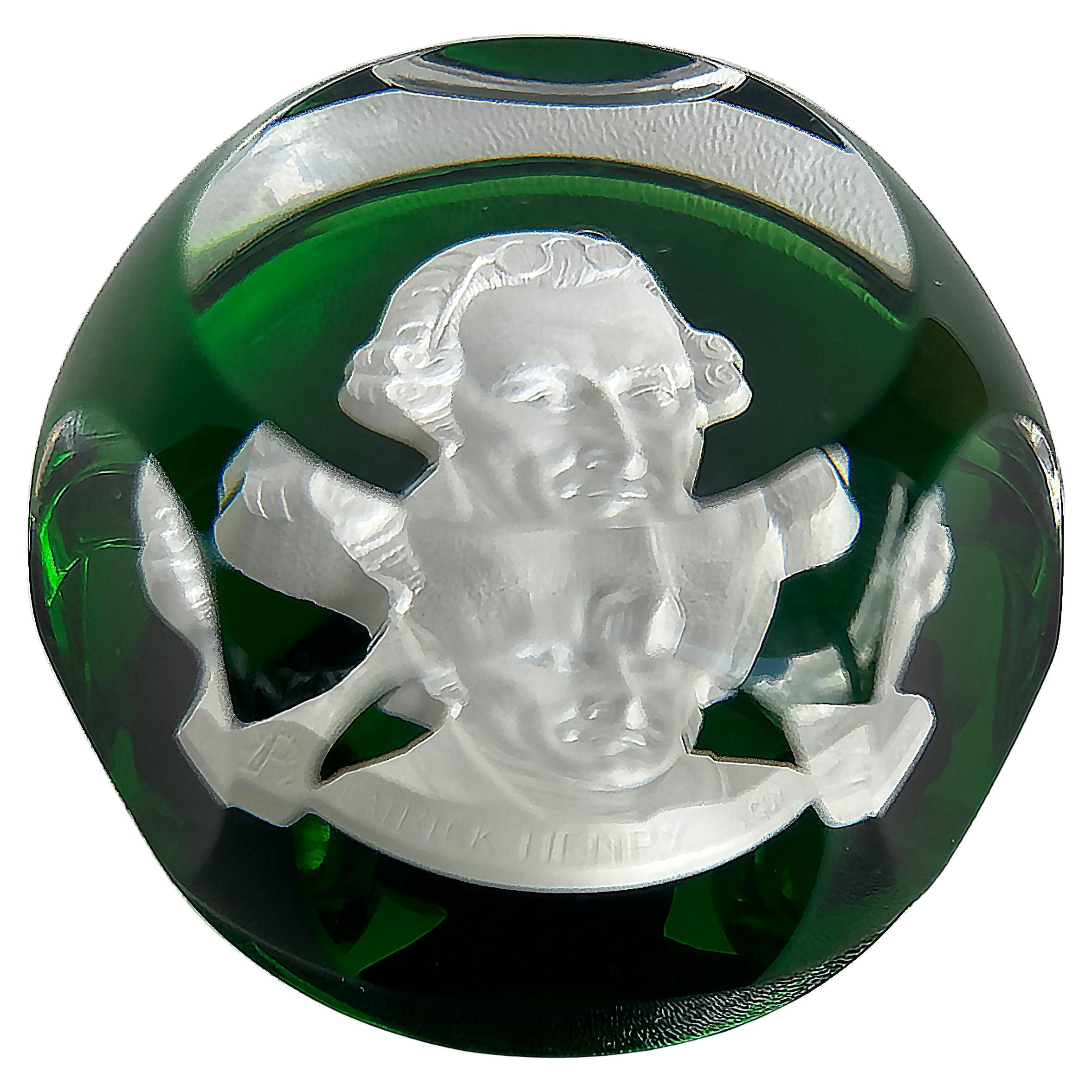 Baccarat Frankreich Sulfid Kamee Briefbeschwerer von Patrick Henry
