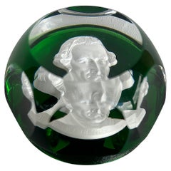 Baccarat France Sulfide Cameo Paperweight of Patrick Henry