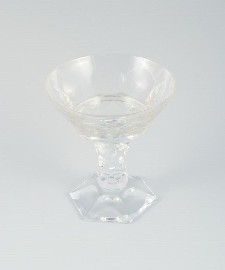 Baccarat, France, Ten Art Deco Crystal Glasses in Clear Glass For Sale 1