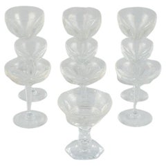 Baccarat, France, Ten Art Deco Crystal Glasses in Clear Glass