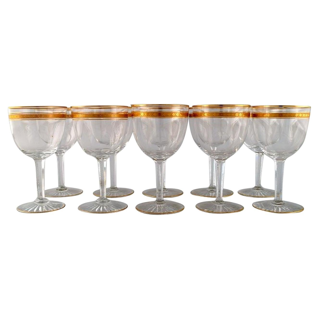 Baccarat, France, Ten Art Deco Red Wine Glasses in Crystal Glass, 1930s