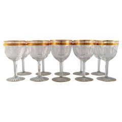 Baccarat, France, Ten Art Deco Red Wine Glasses in Crystal Glass, 1930s