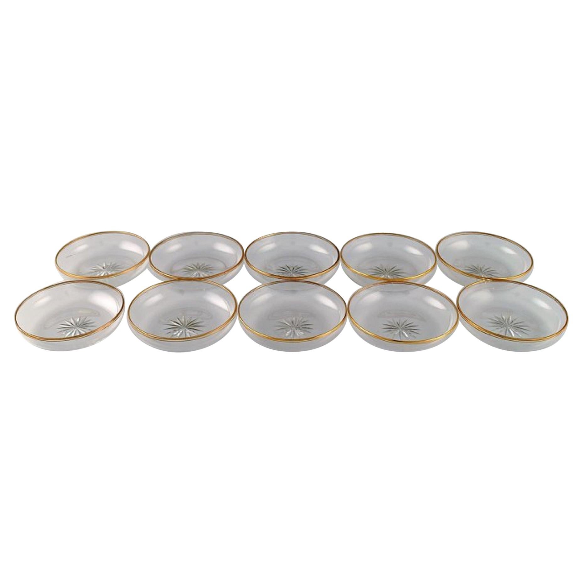 Baccarat, France, Ten Art Deco Seafood Bowls/Rinse Bows in Crystal Glass, 1930s For Sale