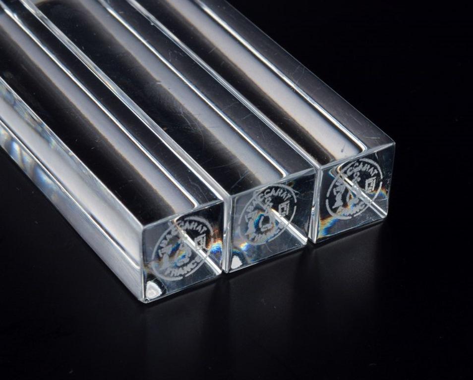 French Baccarat, France, three Art Deco knife rests in clear glass. 1930/40s. For Sale