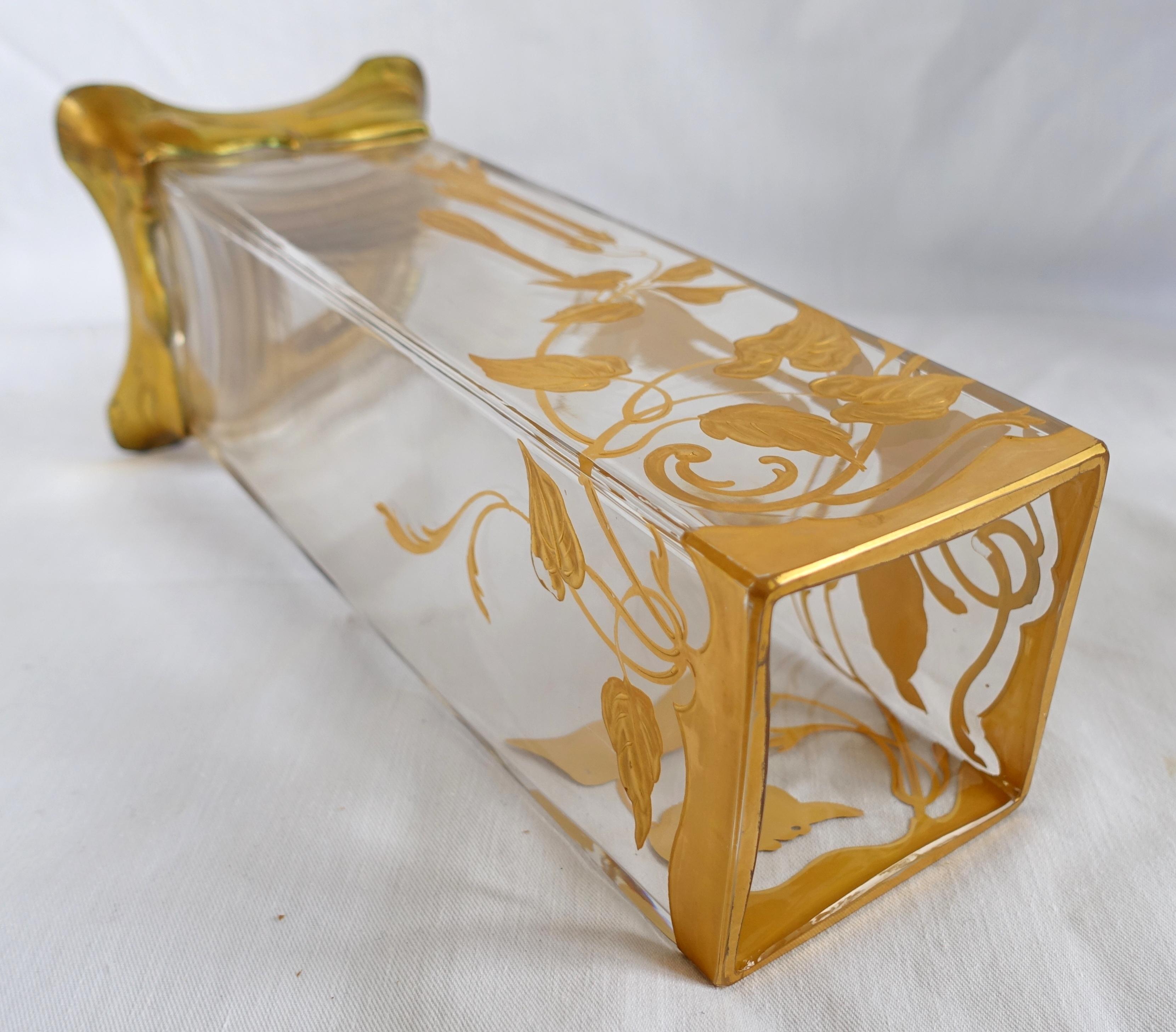 Baccarat : French Art Nouveau crystal vase gilt with fine gold circa 1900 5