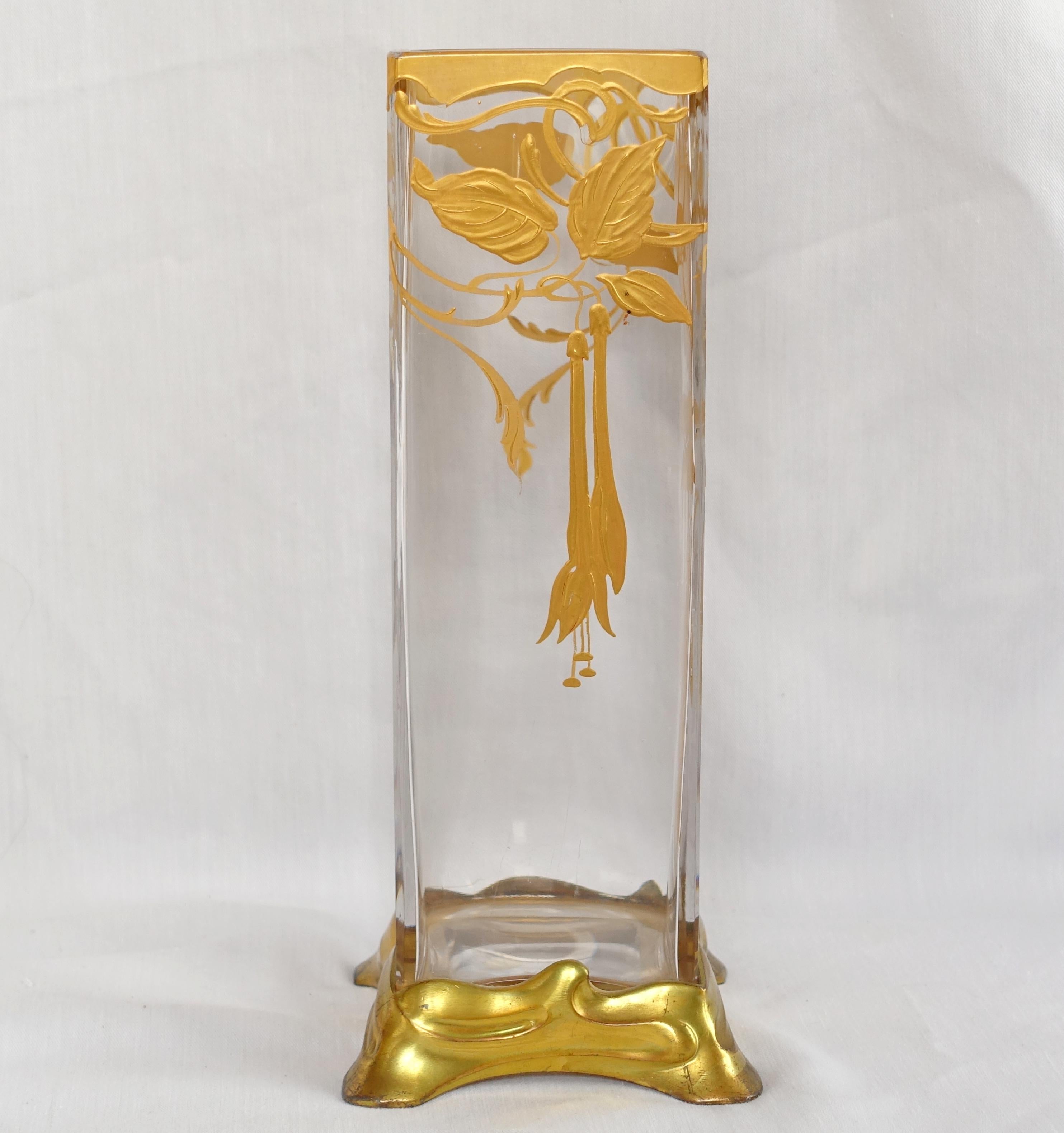 Gilt Baccarat : French Art Nouveau crystal vase gilt with fine gold circa 1900