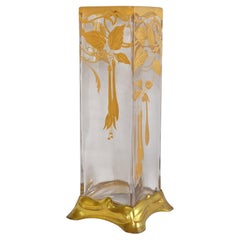 Baccarat : French Art Nouveau crystal vase gilt with fine gold circa 1900
