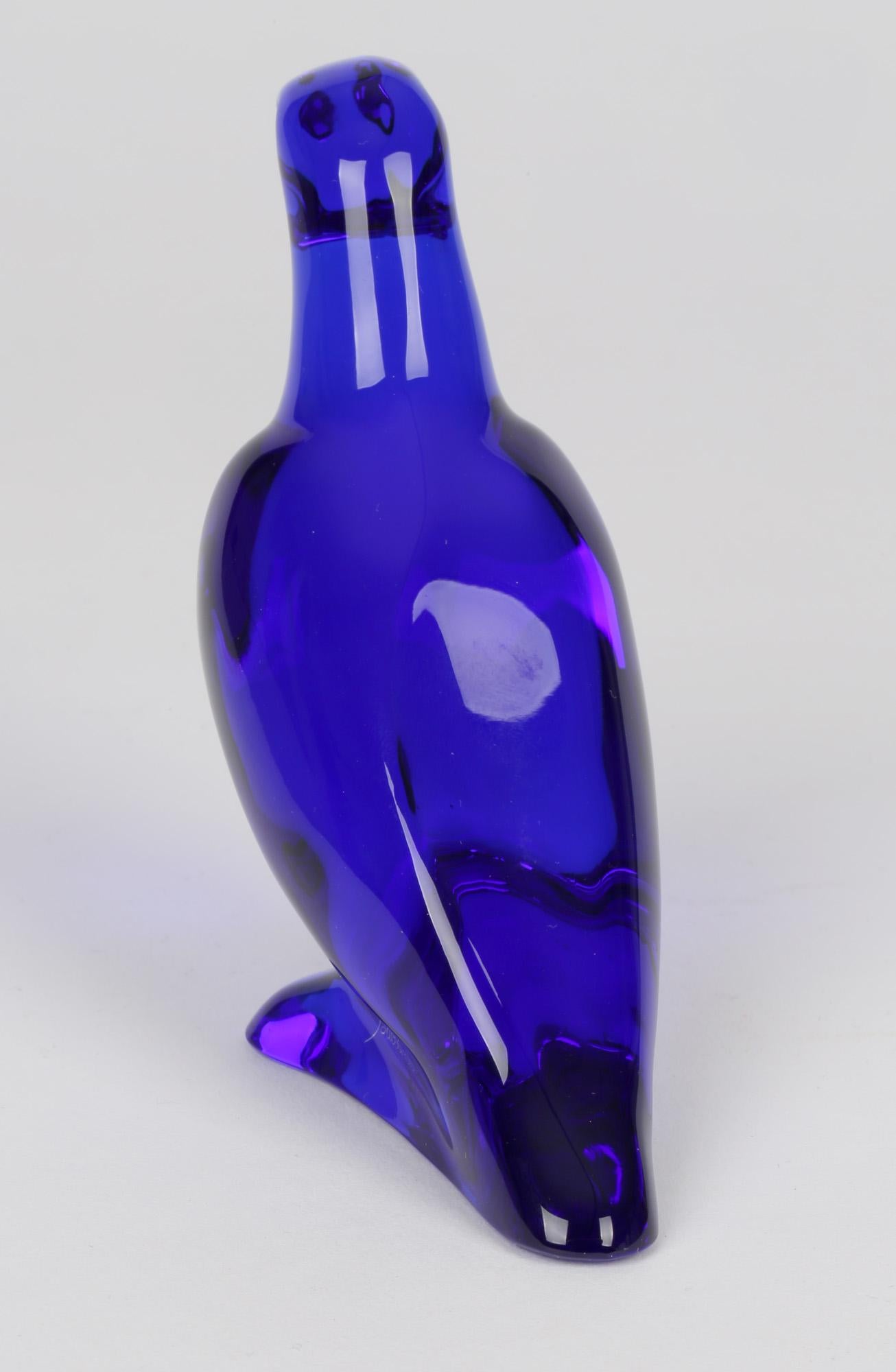 Baccarat French Cobalt Blue Glass Parrot Paperweight 2