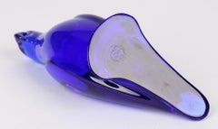 Baccarat French Cobalt Blue Glass Parrot Paperweight