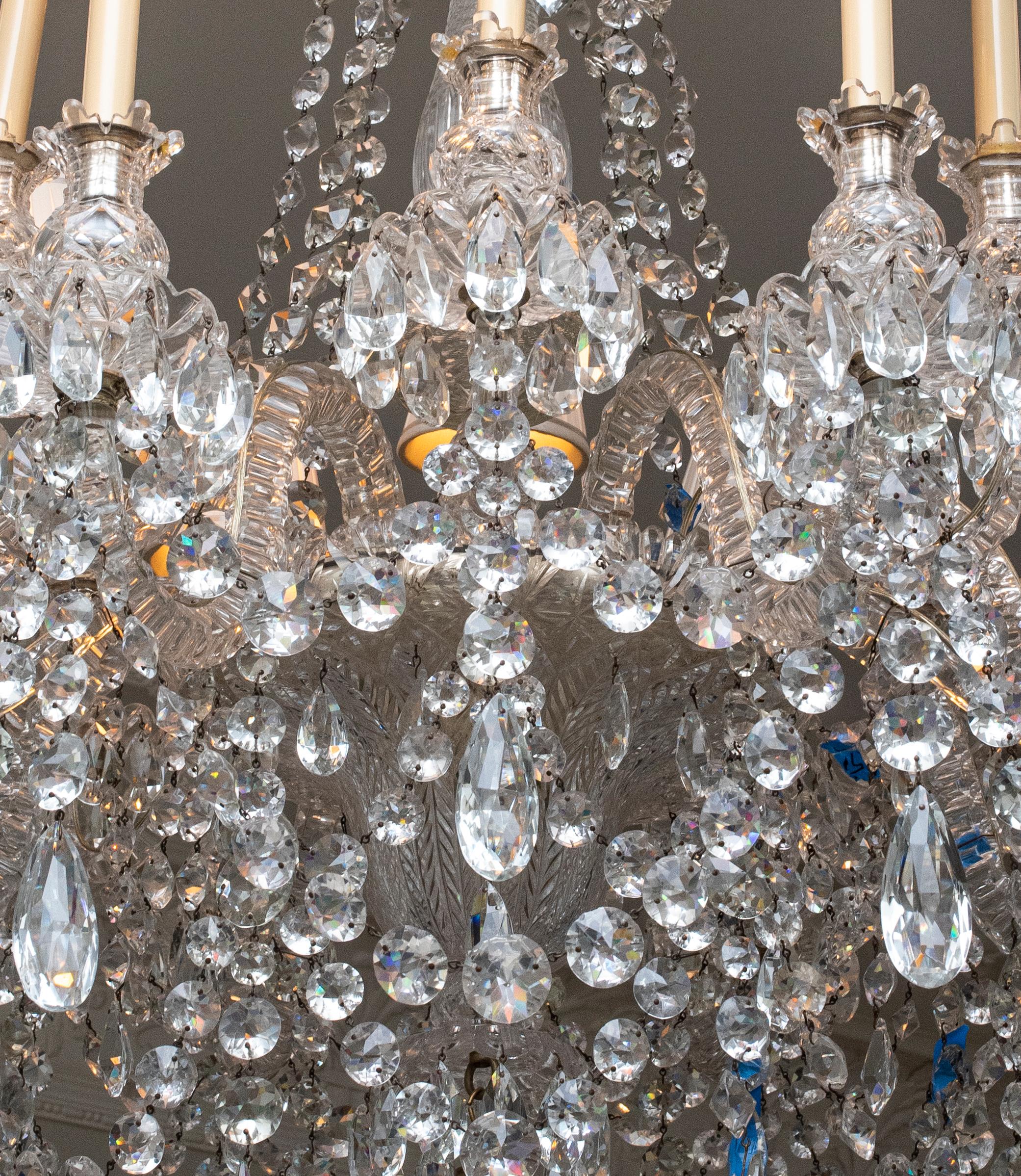 Baccarat French crystal chandelier in neoclassical manner.