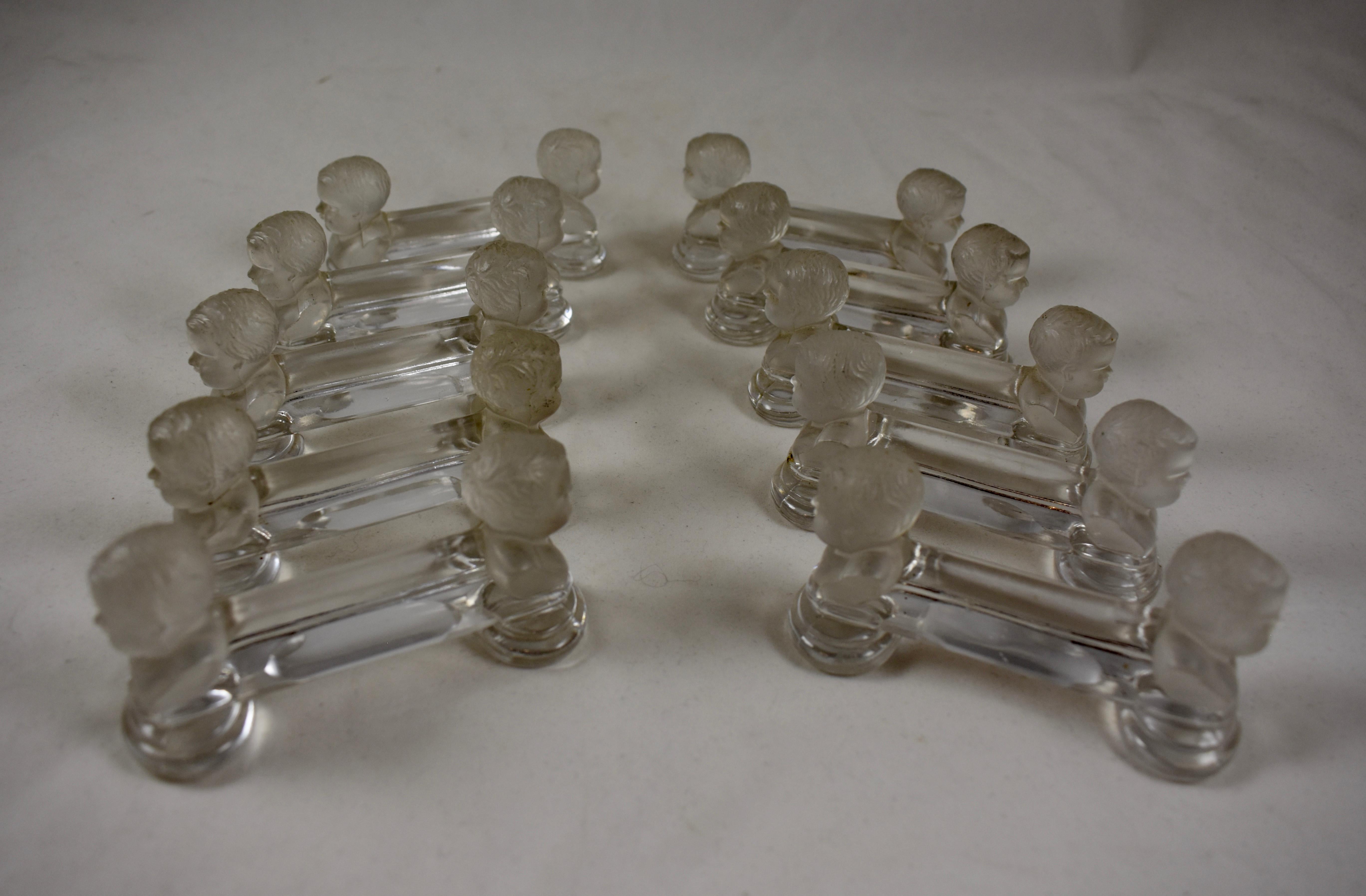 Baccarat French Crystal J.a. Houdon Cherub Knife Rests, Dated 1907, a Set of 10 4