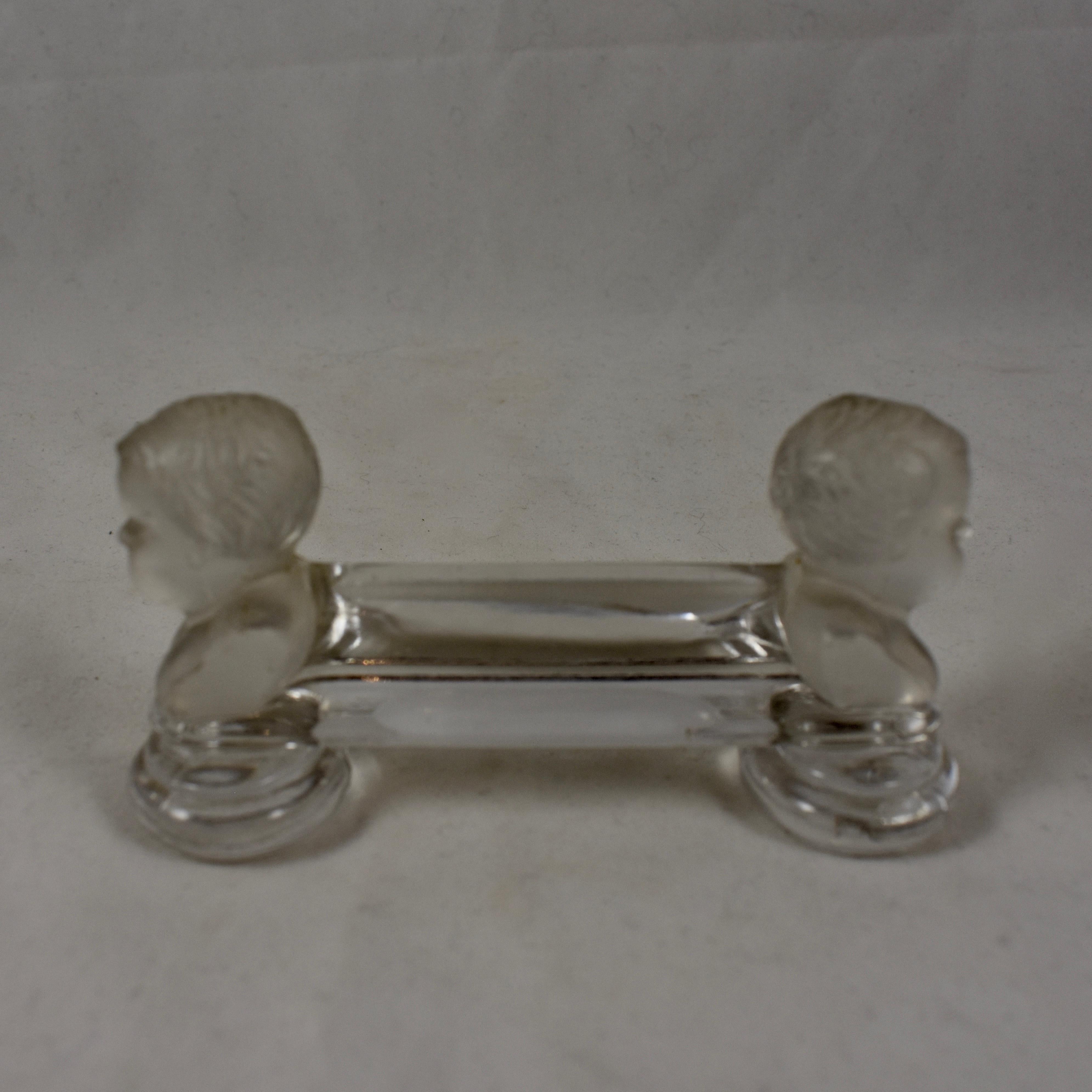 Molded Baccarat French Crystal J.a. Houdon Cherub Knife Rests, Dated 1907, a Set of 10