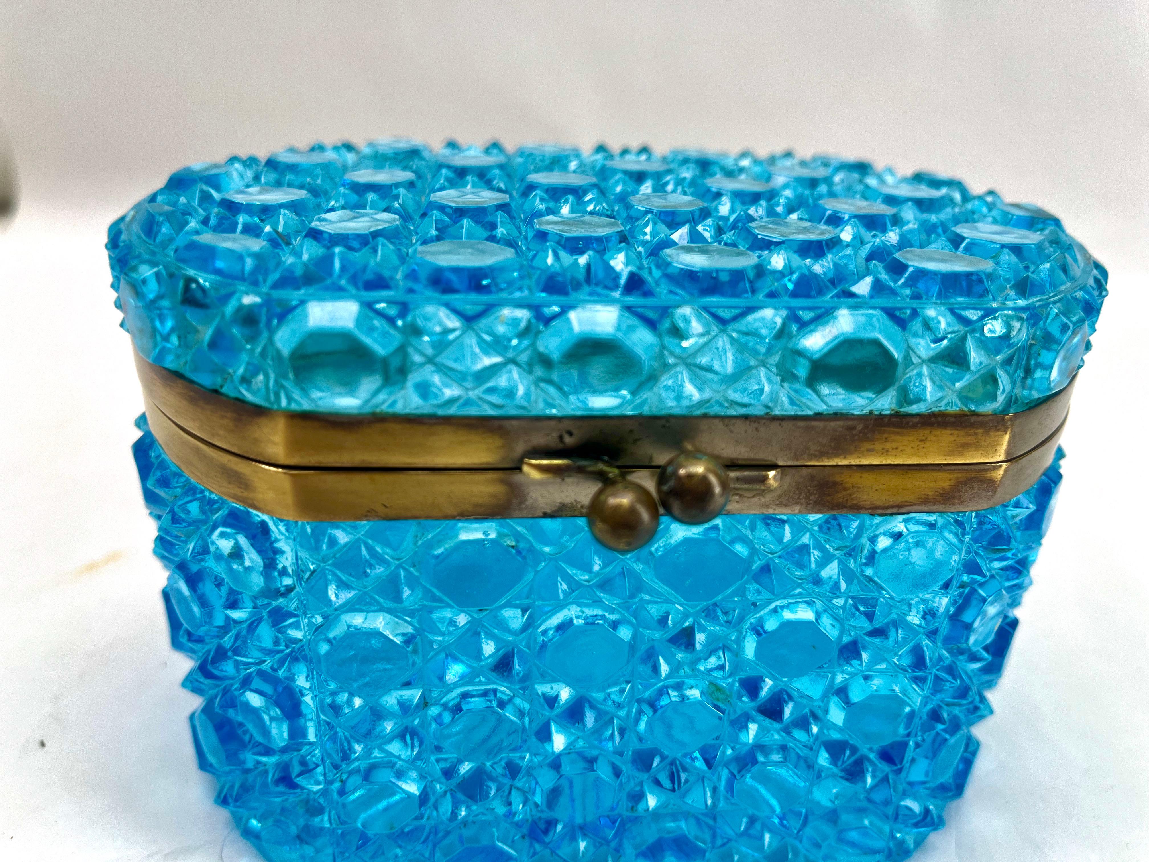  Baccarat French Cut Crystal Jewelry Box with Brass Hardware 4
