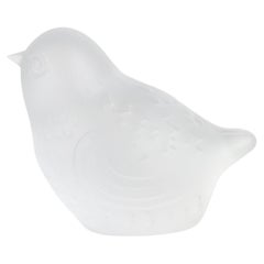 Baccarat French Frosted Crystal Glass Bird Sculpture Figure