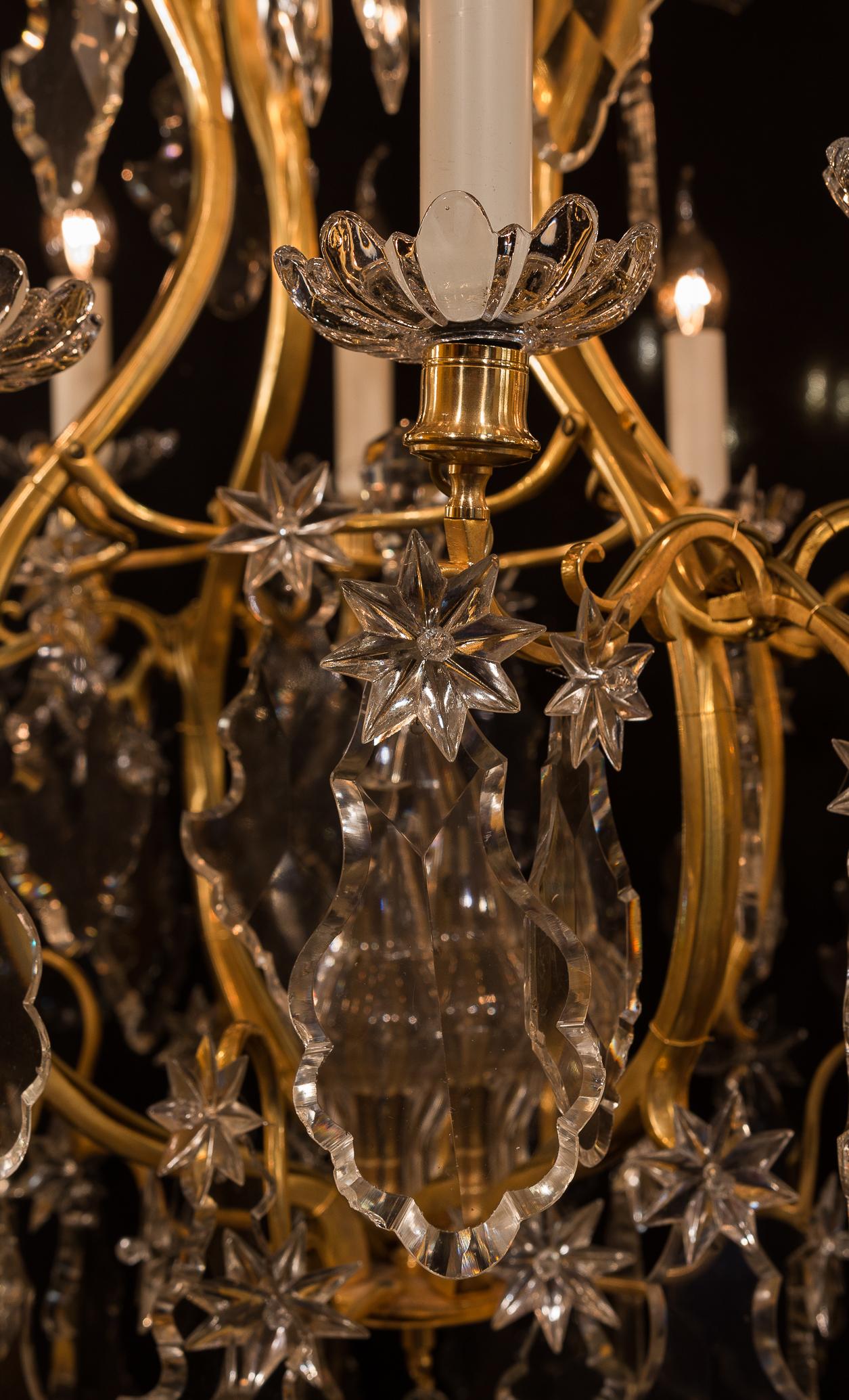 Baccarat, French Louis XV Style, Gilt-Bronze and Crystal Chandelier 6