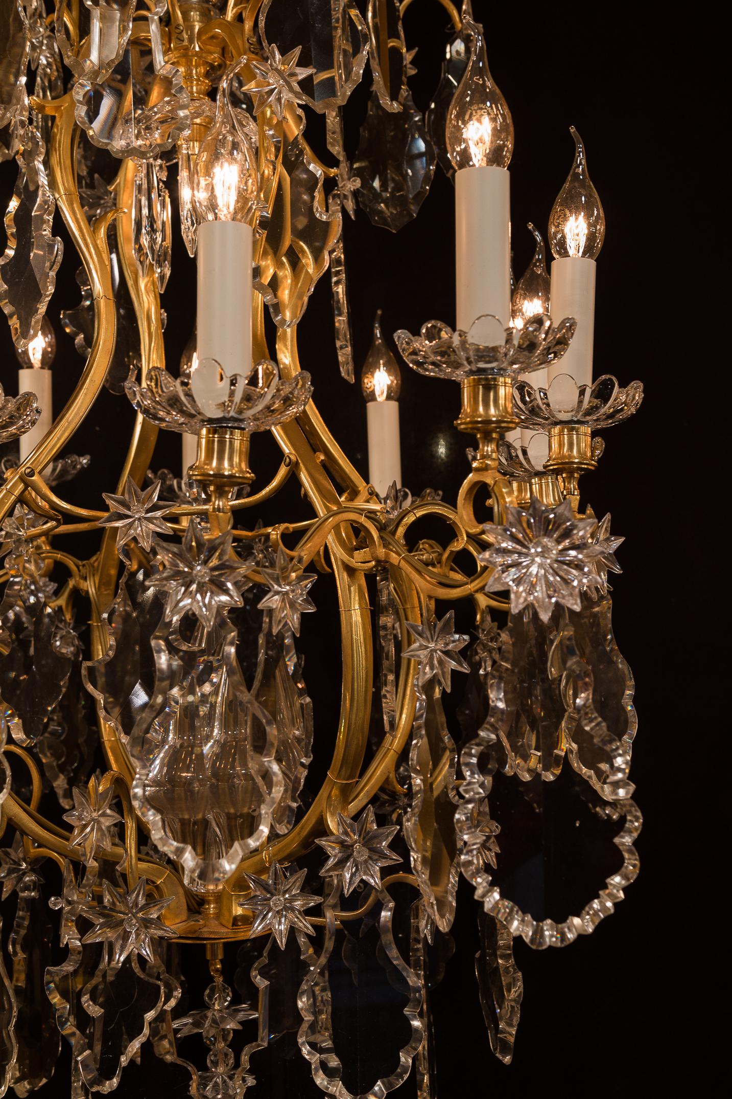 Baccarat, French Louis XV Style, Gilt-Bronze and Crystal Chandelier 7