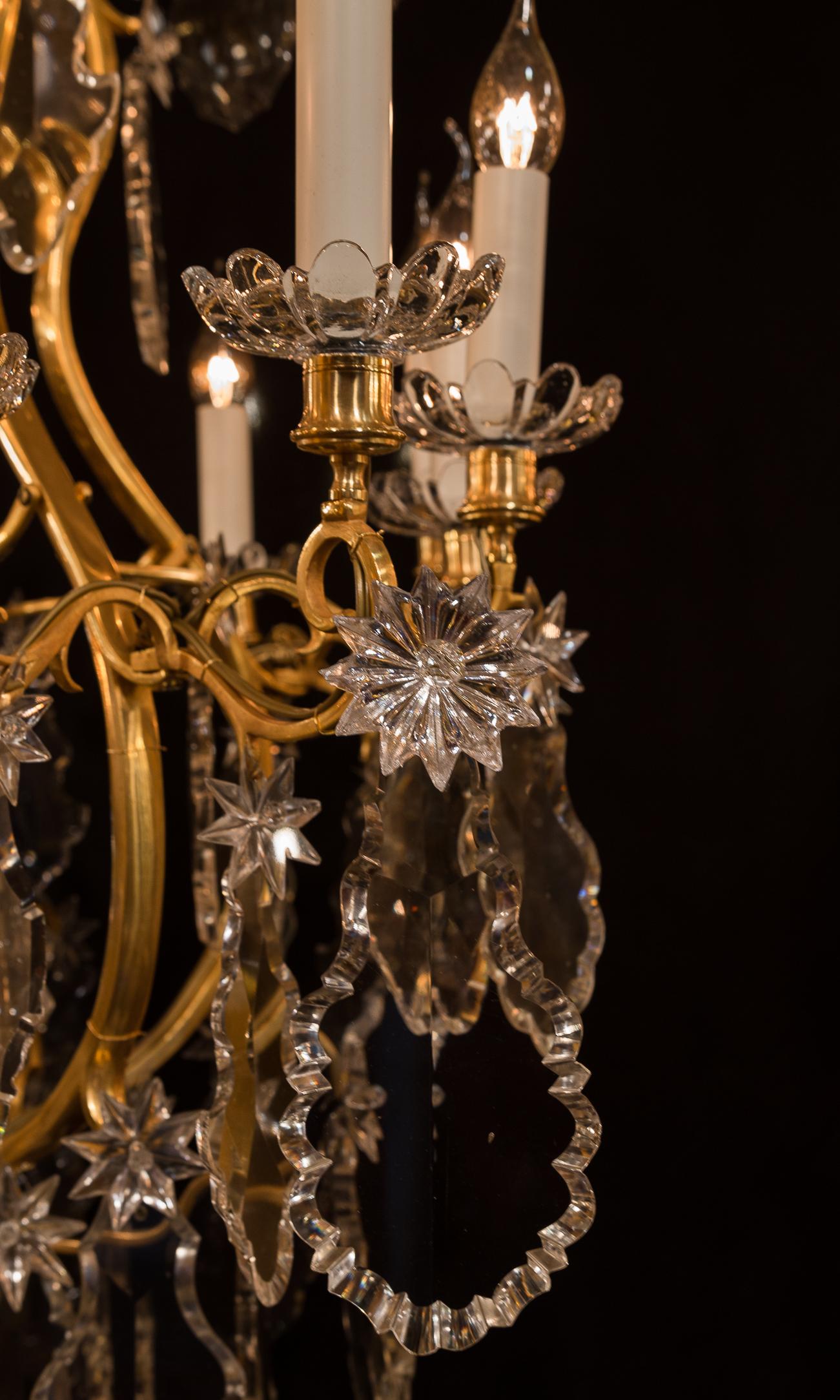 Baccarat, French Louis XV Style, Gilt-Bronze and Crystal Chandelier 8