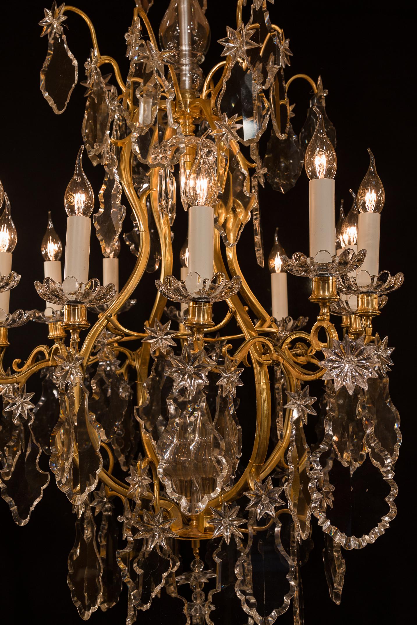 Baccarat, French Louis XV Style, Gilt-Bronze and Crystal Chandelier 9