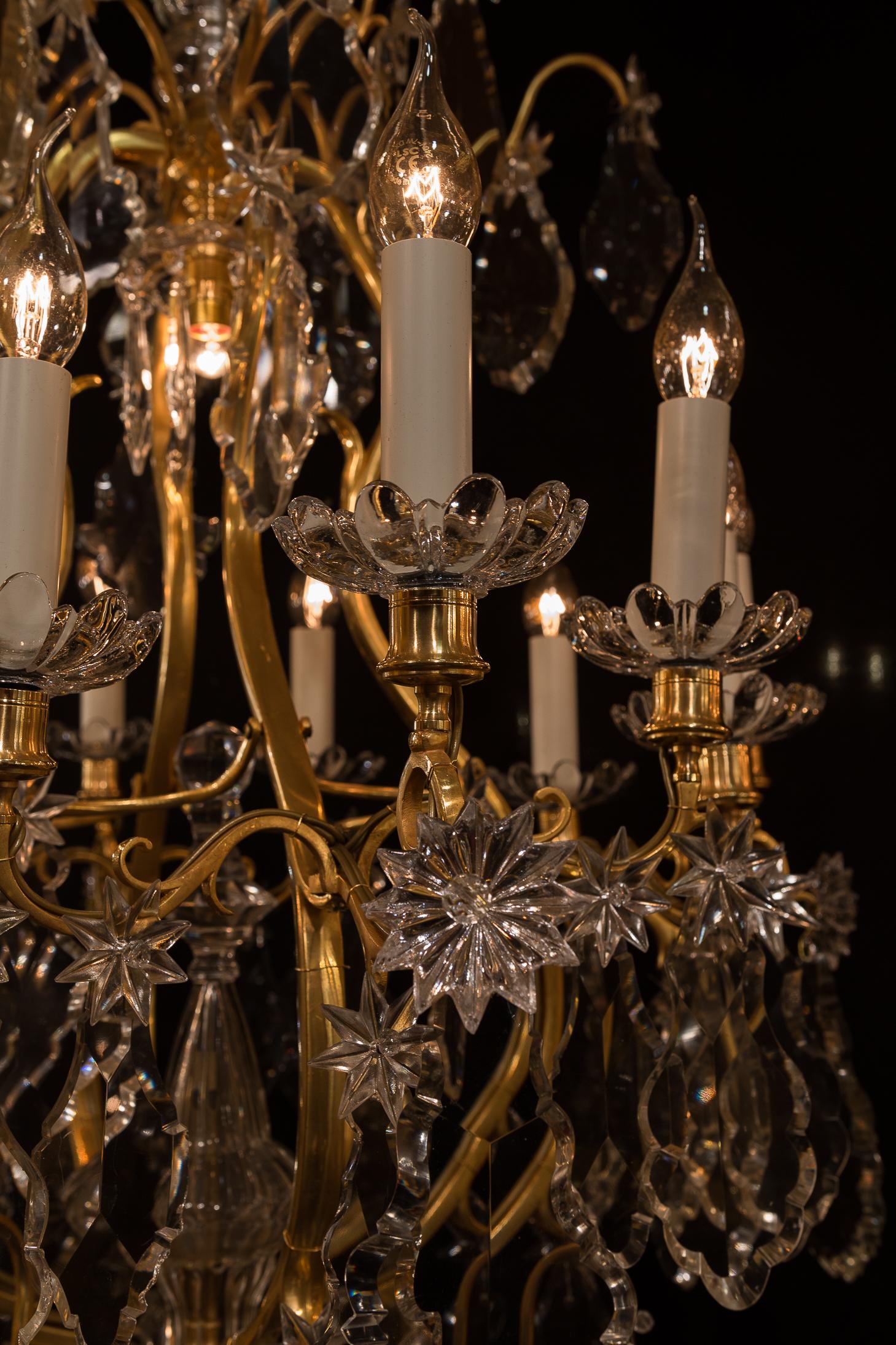 Baccarat, French Louis XV Style, Gilt-Bronze and Crystal Chandelier 10