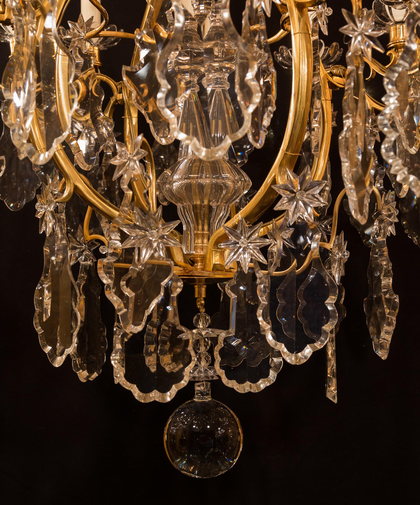 Baccarat, French Louis XV Style, Gilt-Bronze and Crystal Chandelier 11